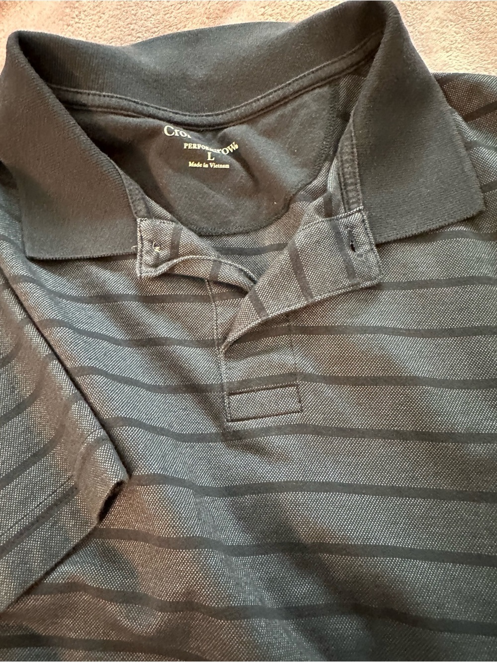 Men’s Croft  & Barrow performance polo in blue stripes, great condition, size L.